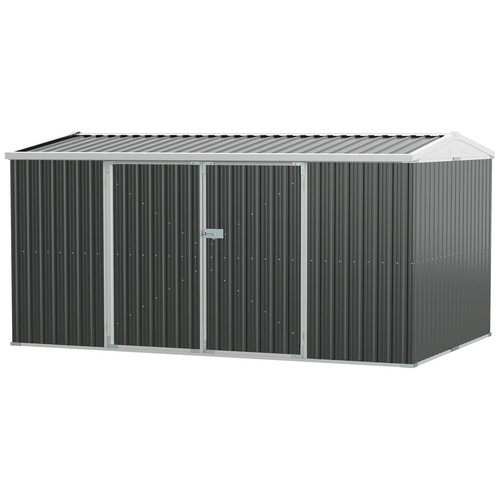 Grey metal garden storage shed - garden,