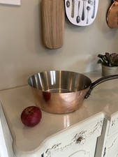 Vintage MAUVIEL . HAMMERED COPPER SAUCE PAN WITH CAST IRON HANDLE 