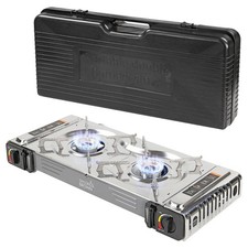 Portable Butane Double Twin Dual Burner Camping Fishing BBQ Gas Stove Cooker 
