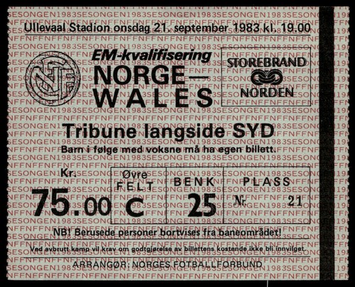 Ticket 1983 norway vs - 1983,