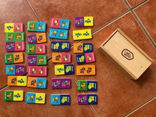 Chad Valley Picture Dominoes Farm Yard Animals in Wooden Box etc Complete Domino