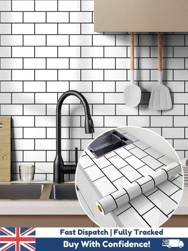 White subway tile vinyl wrap - white,