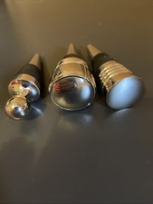 Three Tapered Stainless Steel Wine And Champagne Stoppers With Rubber Seal