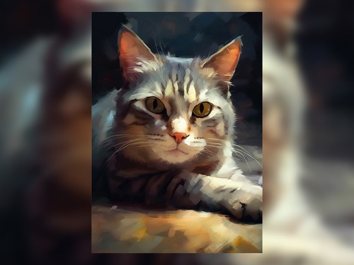 Elegant cat oil painting - elegant,