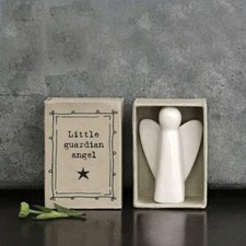 Porcelain Angel Matchbox Gift - White Little Guardian Angel - East Of India