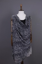 SARAH SANTOS Gray Linen Designer Cowl Neck Sleeveless Kaftan Midi Dress Size M