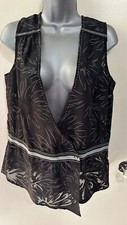 Captain Tortue Trend Black Sleeveless Devore Top Size 40 UK 12 BNWT