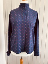 Vintage 80s Planet Made in Hong Kong Pussy Bow Blue & Red Polka Dot Blouse