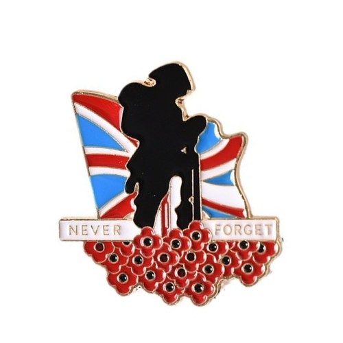 Never forget union jack enamel - forget,