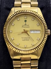 Luistar Timemaster Automatic 17 Jewels Swiss Made Gold Dial Men’s Watch