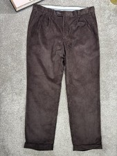 Ralph Lauren Corduroy Trousers Mens W34 L30 Brown Designer Hipster Classic Retro