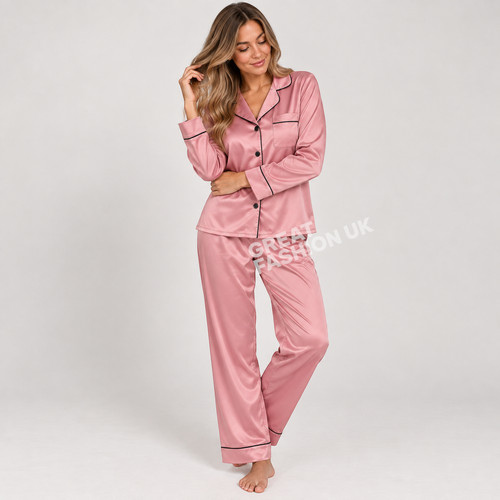 Ladies satin pyjama set - ladies, long