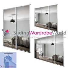 SpacePro SILVER Framed Mirror Sliding Wardrobe Door Kits - (All sizes) 
