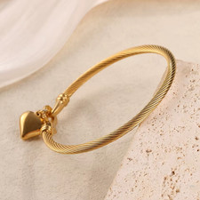 18K Gold Pattern Torque Bangle