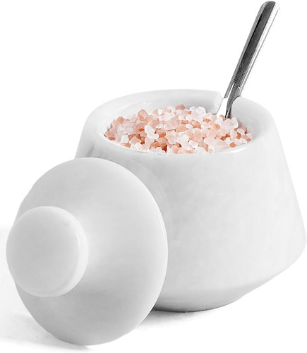 Marble salt cellar with - salt,