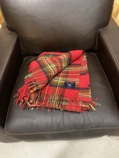 M&S Luxury Fabric Moon Wool Red Tartan Picnic Blanket Throw