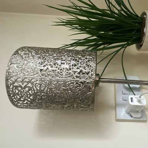 Silver metal table lamp - metal,