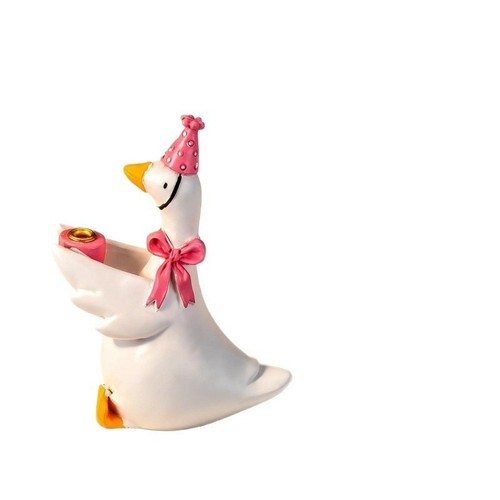 Resin duck candle holder pink - duck,