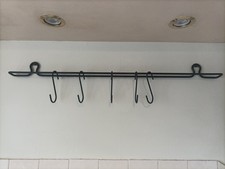 Black IKEA Utensil Rail 80cm With 5 Large S Hooks