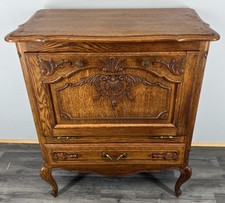 Cabinet Vintage French Louis XVI Oak Carved Drop Front Cupboard LOT 4345