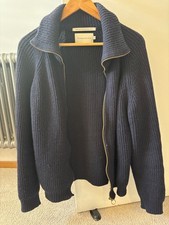 Peregrine Clothing Men’s Navy Blue Zip Up Cardigan, Mediu, Wool, Made in England