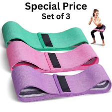 Fabric Resistance Bands Set 3 Heavy Duty Booty Glute Hip Circle Butt Non Slip 