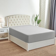 1000 TC Egyptian Cotton 11" to 24" Deep Pocket Fitted Sheet Silver Solid UK Size