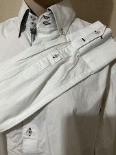 7 Camicie Slim Fit Stretch White Shirt Italian designer L/sleeves Pit To Pit 22