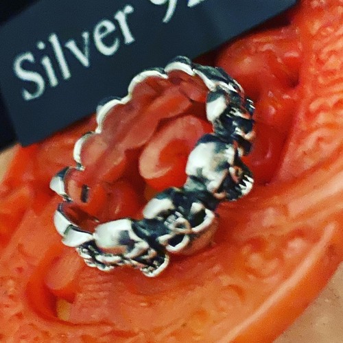 Solid silver skull band ring - solid,