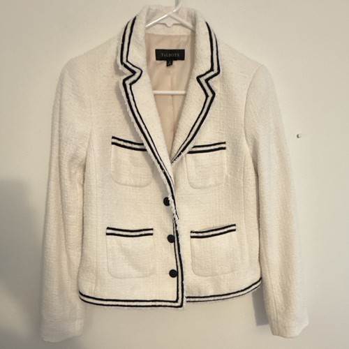 Talbots ivory piped tweed - ivory,