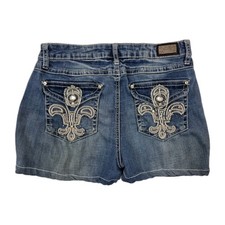 Earl Jean Diamonte Embroidered Back Pocket Shorts, W28