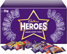 Cadbury Heroes Chocolate Bulk Share Box Assorted Mini-Size Milk Chocolate Bars