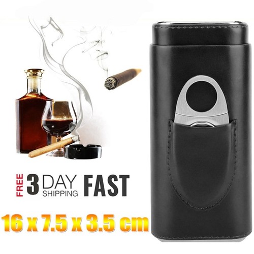 Portable leather travel cigar - leather,