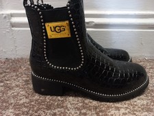 Black Croc Effect Ankle Boots