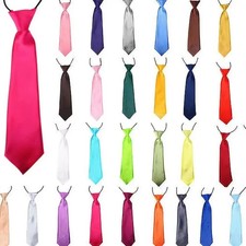 Boys Girls Classic Satin Elastic Neck Tie Wedding Prom Children School Kids Tie
