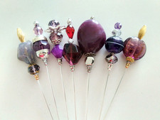 7 x Vintage Bead Hat Pins