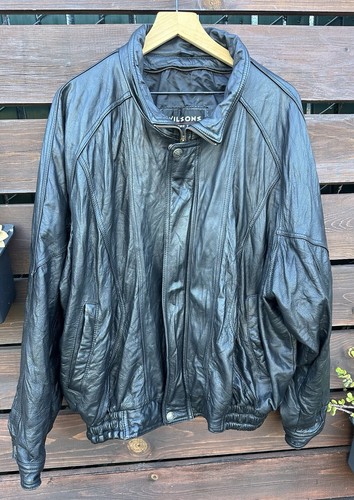 Vtg wilson black leather - wilson’s,