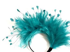 teal feather fascinator hat
