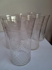 Edwardian set of 6 Pall Mall Lady Hamilton Etched Glass Tumblers