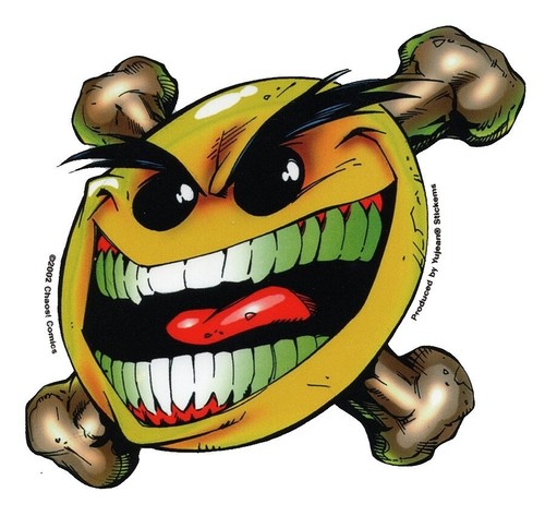 Smiley face crossbones chaos - face,