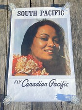 Original 1965 Canadian Pacific Airline South Pacific Travel Poster Pretty Girl