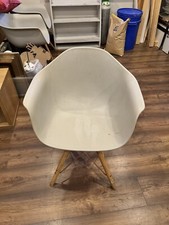 Dining Kitchen Table Chair Grey Plastic Bucket Seat With Crome And Wooden Legs