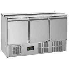 NEW STAINLESS STEEL NEW GS365 GASTRONORM REFRIGERATED COUNTER 3 DOOR FRIDGE