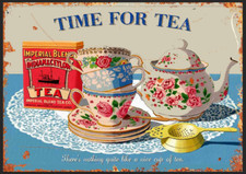 Time for tea Retro metal Sign Plaque vintage Kitchen Gift home cafe workshop Fun