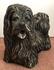 Painted Concrete Shih Tzu Dog Statue - Black And Gold