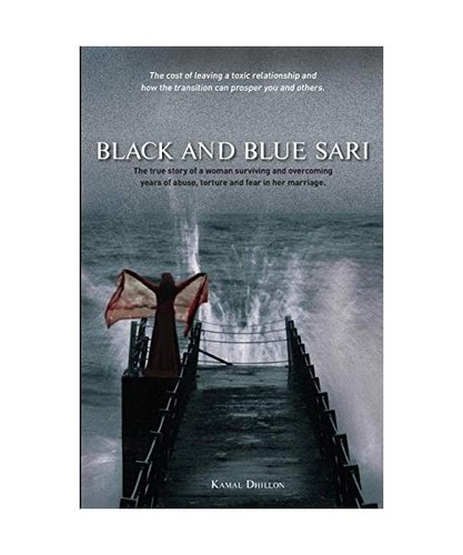 Black and blue sari - and,