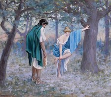 antique painting Henri Delavelle Rome ancient Greek illustration couple