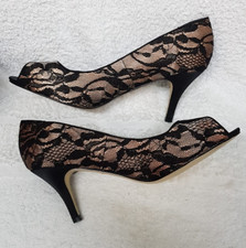 Size 41/9 Emilio Luca Lara Black Net on Gold High Heel Open Toe Shoes