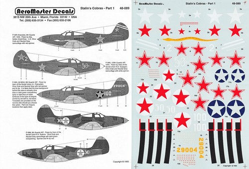 Aeromaster decals p - aeromaster, p-39n