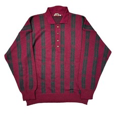 Vintage Knit Jumper Wool Blend Striped Cosby Multicoloured Red Green Mens Large